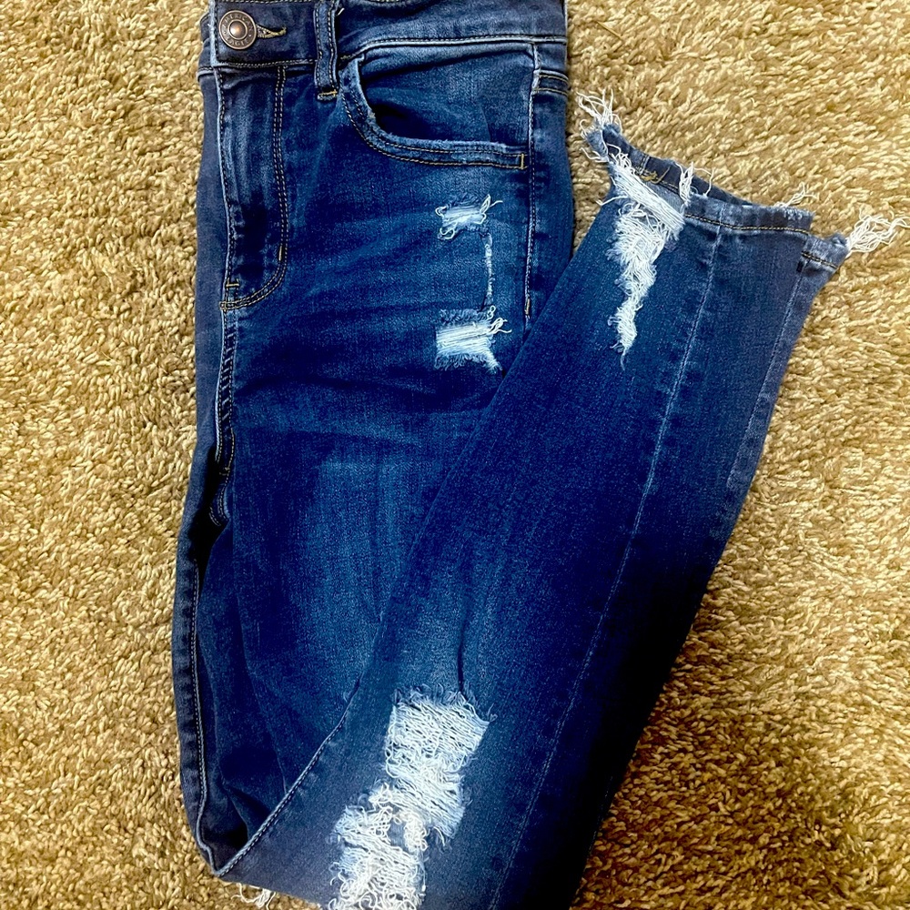 AE American eagle dark denim distressed jeggings